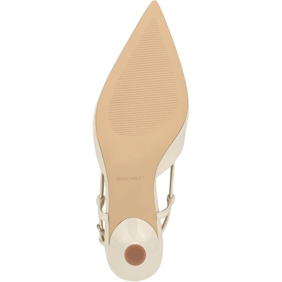 Nine West Womens Chic Cream Faux Leather Pointed Closed Toe Ankle Buckle Pumps - Picture 4 of 6